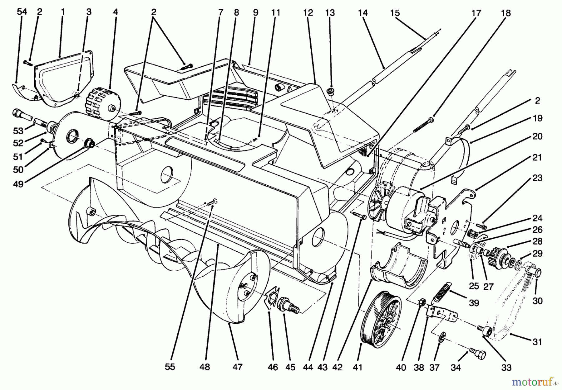 Toro Neu Snow Blowers/Snow Throwers Seite 1 38025 (1800) - Toro 1800 Power Curve Snowthrower, 1996 (69000001-69999999) HOUSING & ROTOR ASSEMBLY