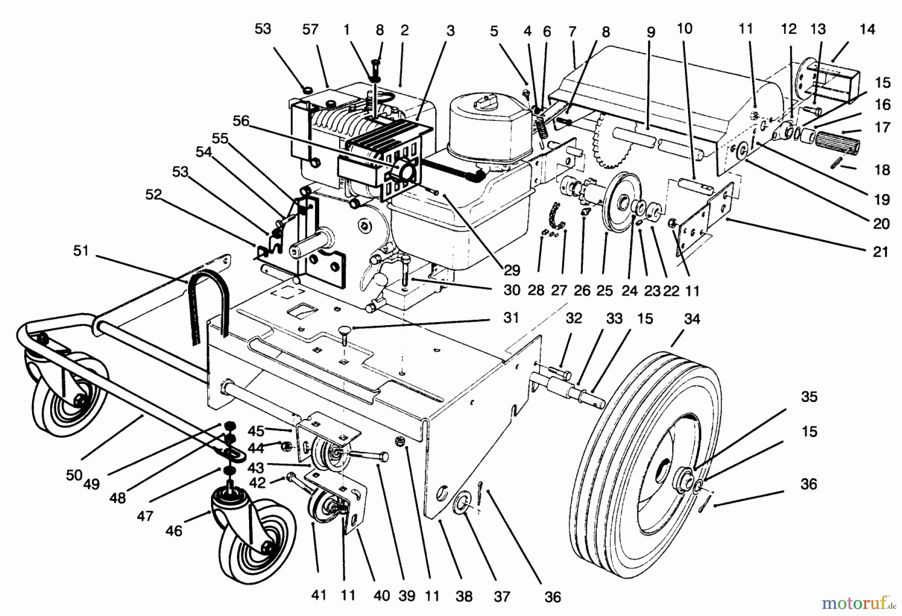  Toro Neu Blowers/Vacuums/Chippers/Shredders 62924 - Toro 5 hp Lawn Vacuum, 1995 (5900001-5999999) ENGINE & BASE ASSEMBLY