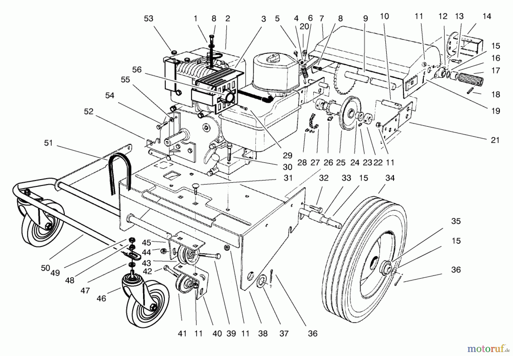  Toro Neu Blowers/Vacuums/Chippers/Shredders 62924 - Toro 5 hp Lawn Vacuum, 1999 (9900001-9999999) ENGINE & BASE ASSEMBLY