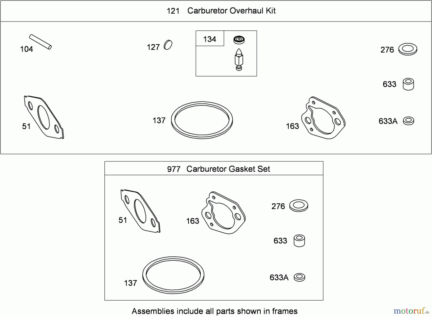 Toro Neu Blowers/Vacuums/Chippers/Shredders 62925 - Toro 206cc OHV Vacuum Blower, 2010 (310000001-310999999) CARBURETOR OVERHAUL KIT BRIGGS AND STRATTON 126302-0321-B8