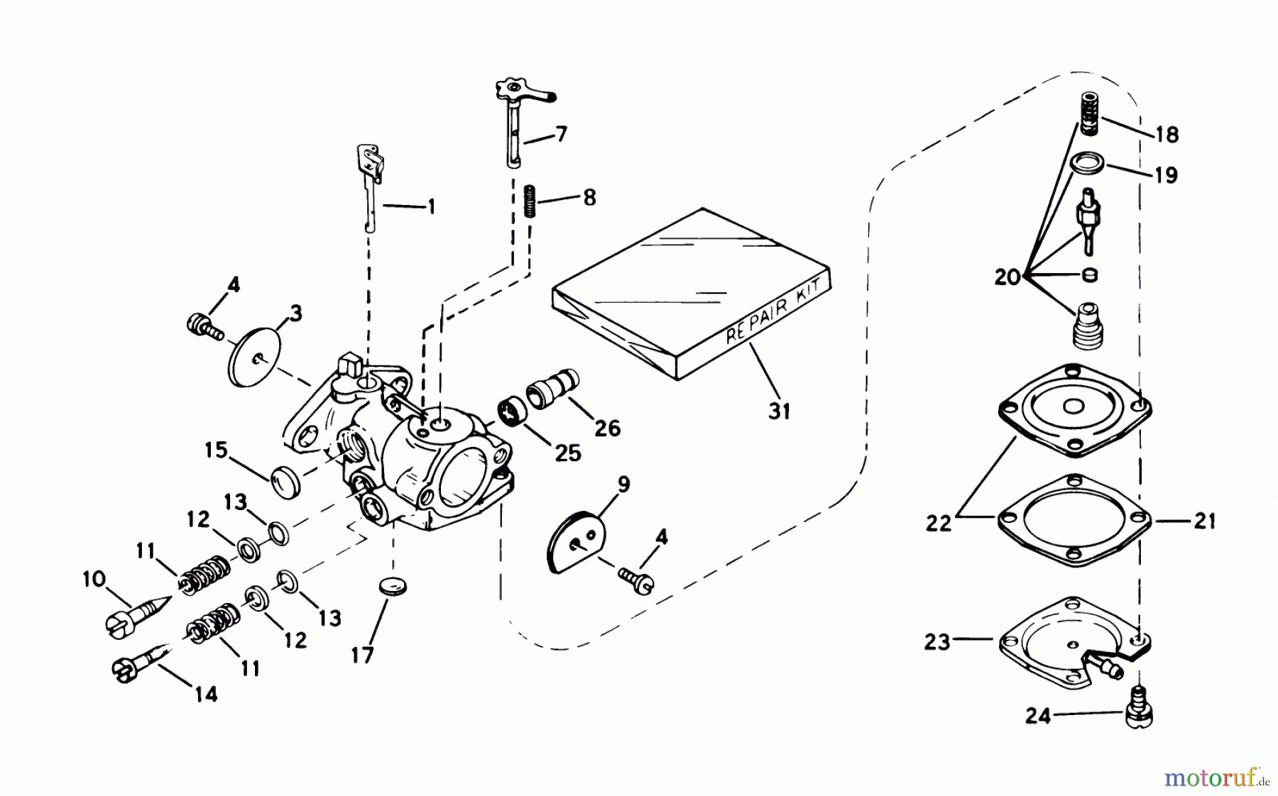 Toro Neu Snow Blowers/Snow Throwers Seite 1 38232 (S-200) - Toro S-200 Snowthrower, 1981 (1000001-1999999) CARBURETOR NO. 632142 ENGINE TECUMSEH MODEL NO. AH520 TYPE 1602