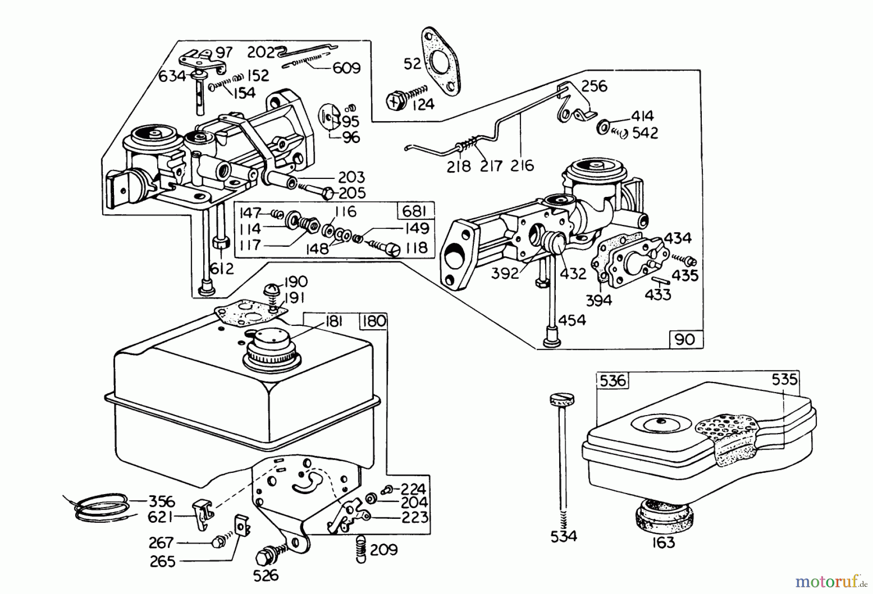  Toro Neu Blowers/Vacuums/Chippers/Shredders 62933 - Toro 5 hp Lawn Blower, 1979 (9000001-9999999) CARBURETOR ASSEMBLY
