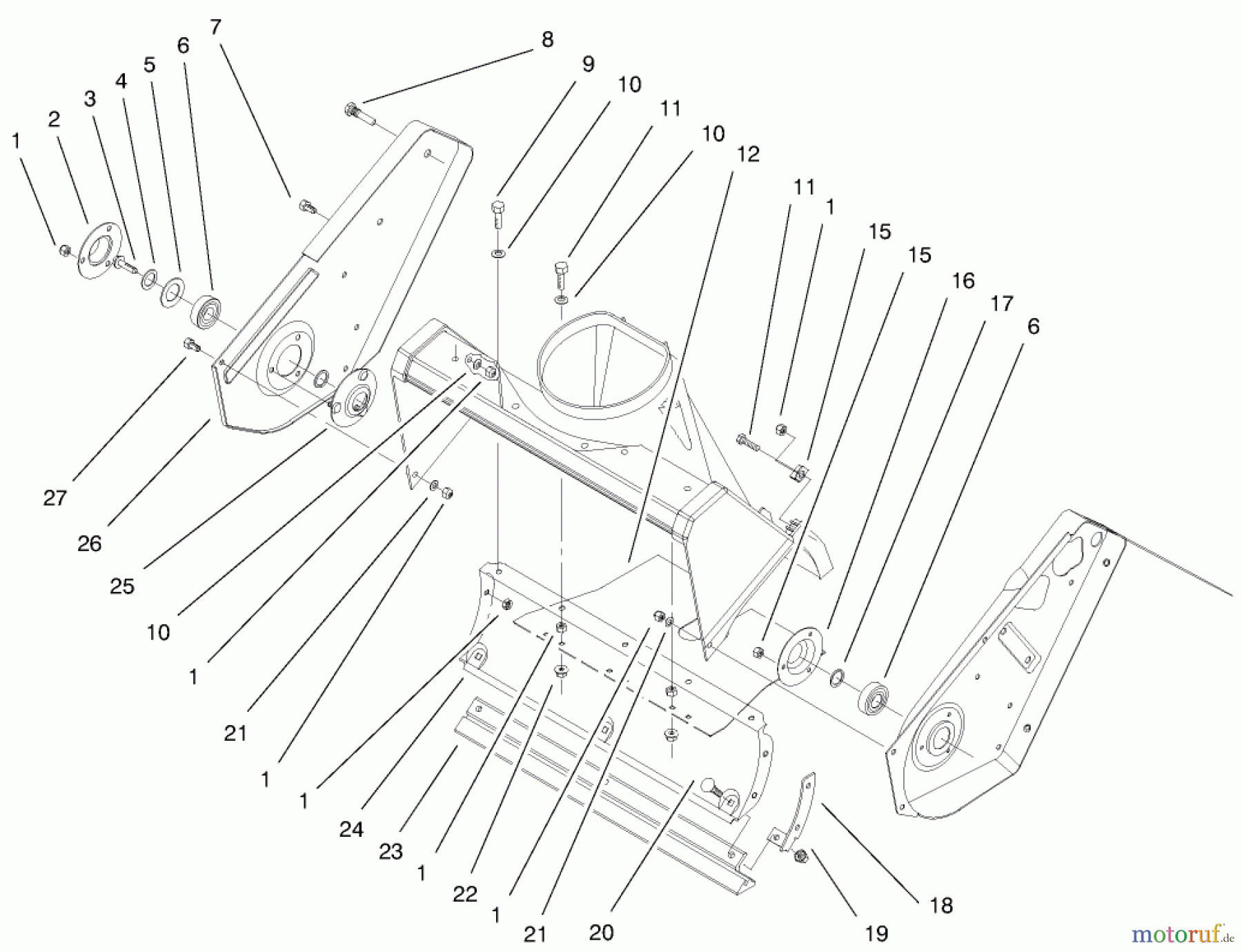  Toro Neu Snow Blowers/Snow Throwers Seite 1 38438 (3000) - Toro CCR 3000 Snowthrower, 1999 (9900001-9999999) AUGER HOUSING ASSEMBLY
