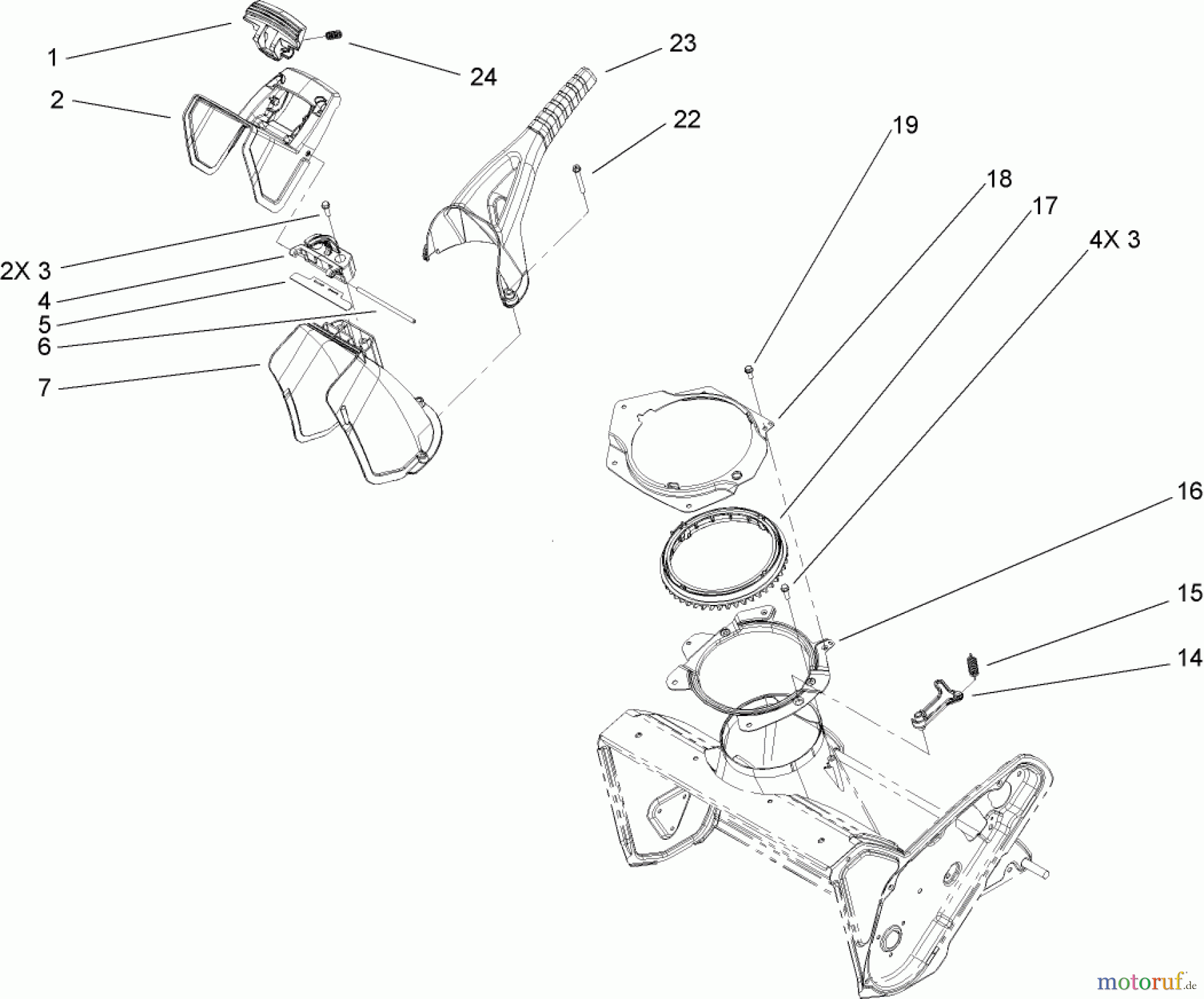  Toro Neu Snow Blowers/Snow Throwers Seite 1 38581 - Toro Power Clear Snowthrower, 2008 (280000001-280999999) CHUTE ASSEMBLY