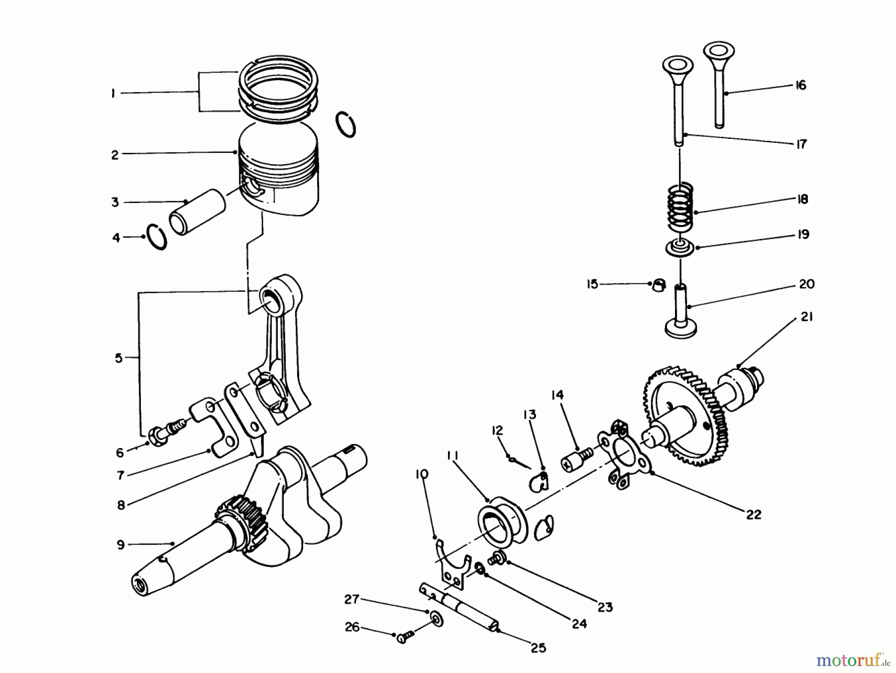  Toro Neu Generators 62005 (T500) - Toro Generator, T500, 1984 (4000001-4999999) CRANKSHAFT & CAMSHAFT ASSEMBLY