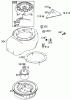 Toro 38601 - Snow Commander Snowthrower, 2005 (250000001-250999999) Ricambi FLYWHEEL, BLOWER HOUSING, AND STARTER ASSEMBLIES BRIGGS AND STRATTON 084332-0130-E1