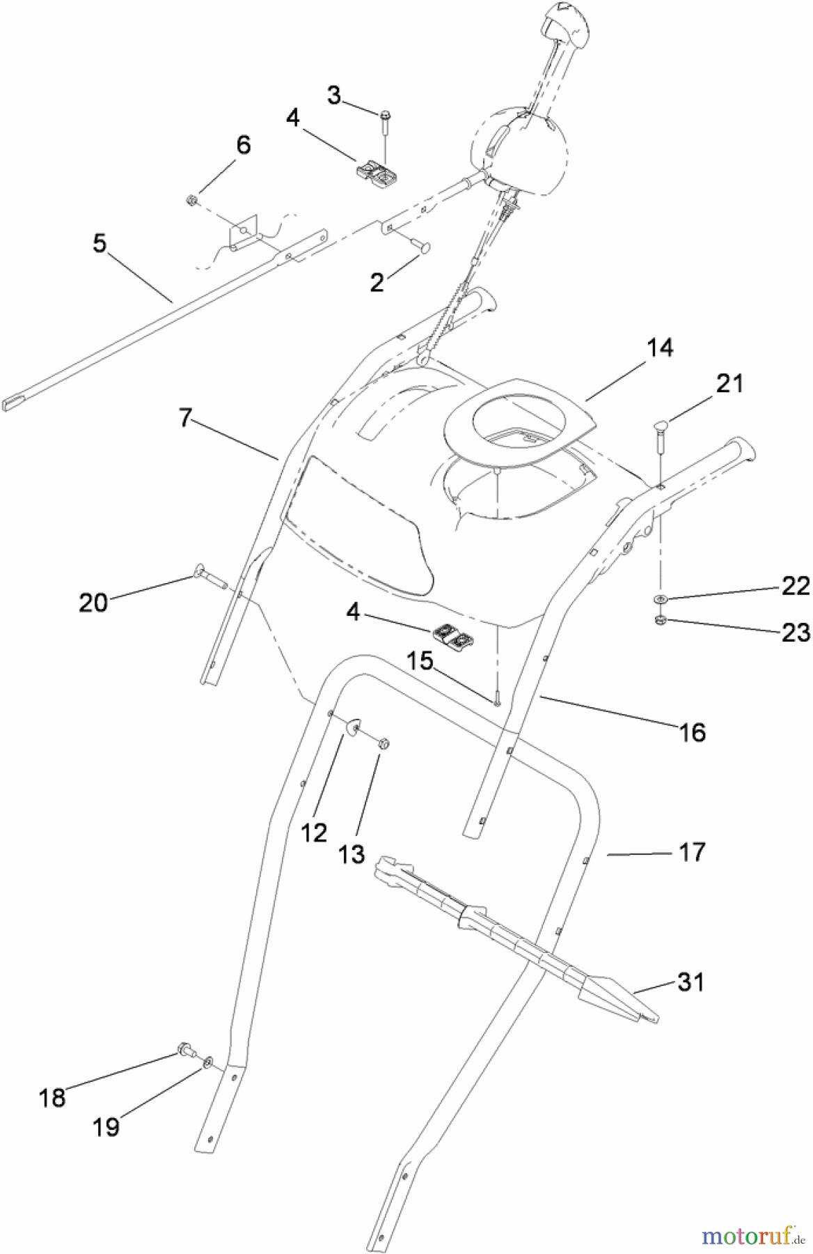  Toro Neu Snow Blowers/Snow Throwers Seite 2 38629 (826 OE) - Toro Power Max 826 OE Snowthrower, 2013 (SN 313000001-313999999) HANDLE ASSEMBLY