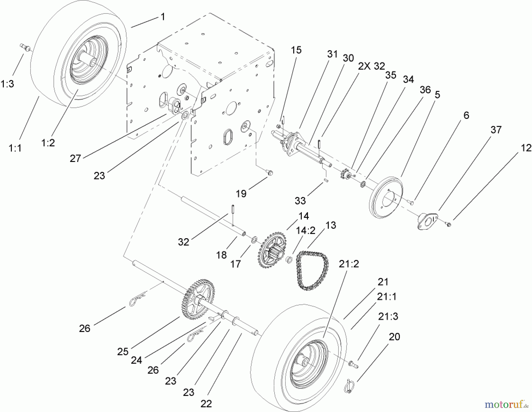  Toro Neu Snow Blowers/Snow Throwers Seite 2 38629C (826 OE) - Toro Power Max 826 OE Snowthrower, 2009 (290000001-290999999) CHAIN DRIVE ASSEMBLY