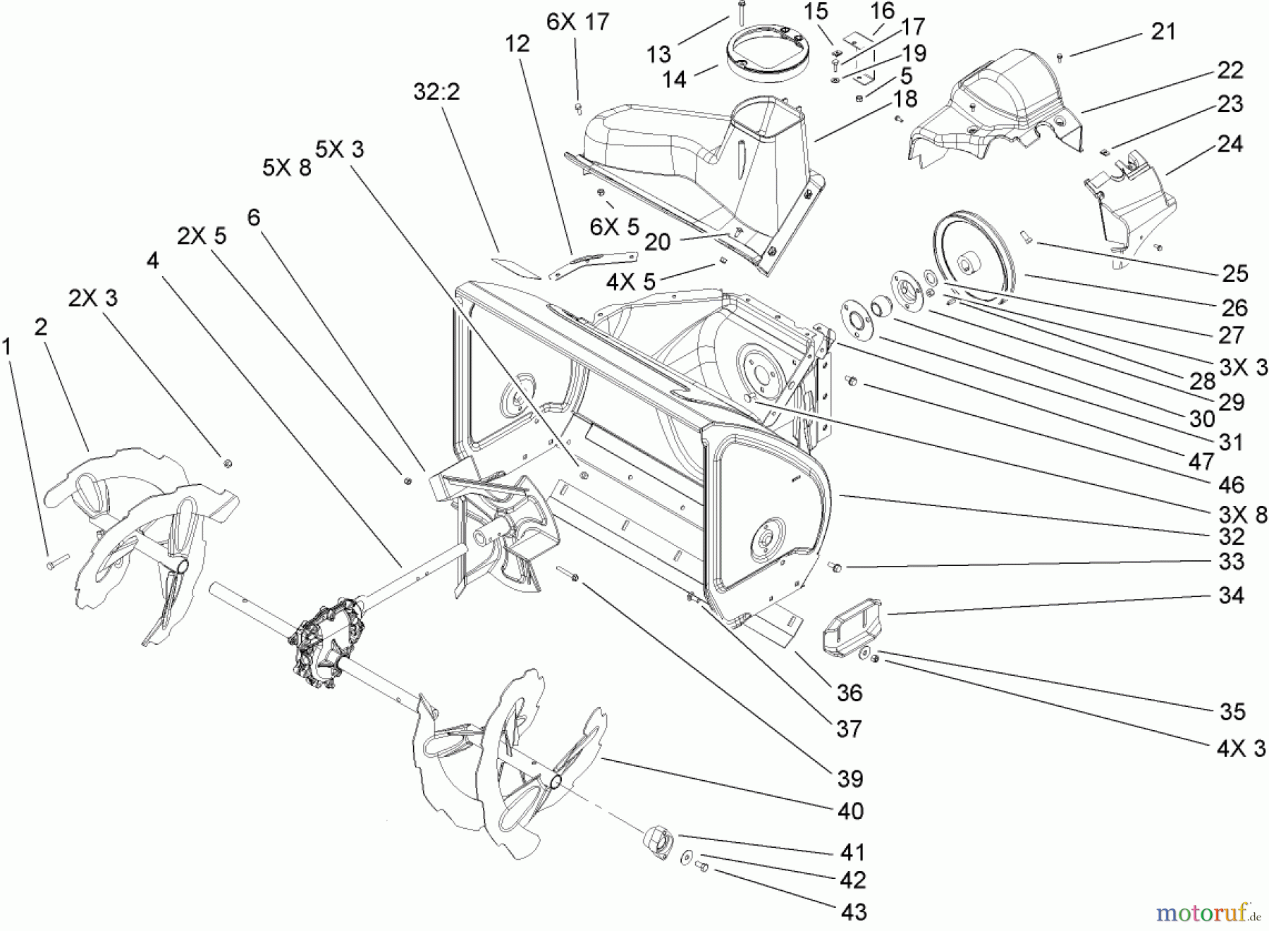 Toro Neu Snow Blowers/Snow Throwers Seite 2 38641 (1028 LXE) - Toro Power Max 1028 LXE Snowthrower, 2006 (260000001-260999999) AUGER AND HOUSING ASSEMBLY