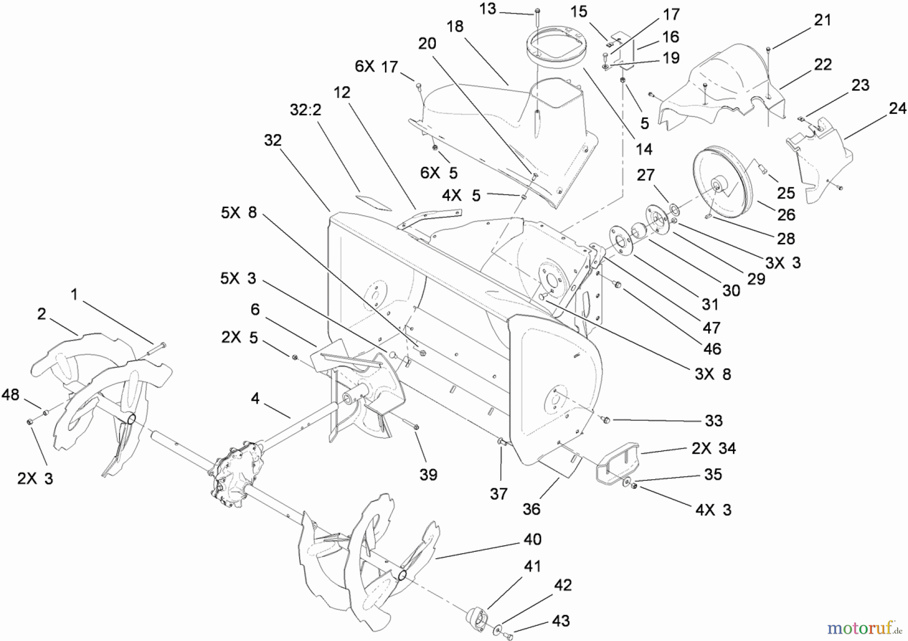  Toro Neu Snow Blowers/Snow Throwers Seite 2 38644 (1028 OXE) - Toro Power Max 1028 OXE Snowthrower, 2010 (310000001-310999999) AUGER AND HOUSING ASSEMBLY