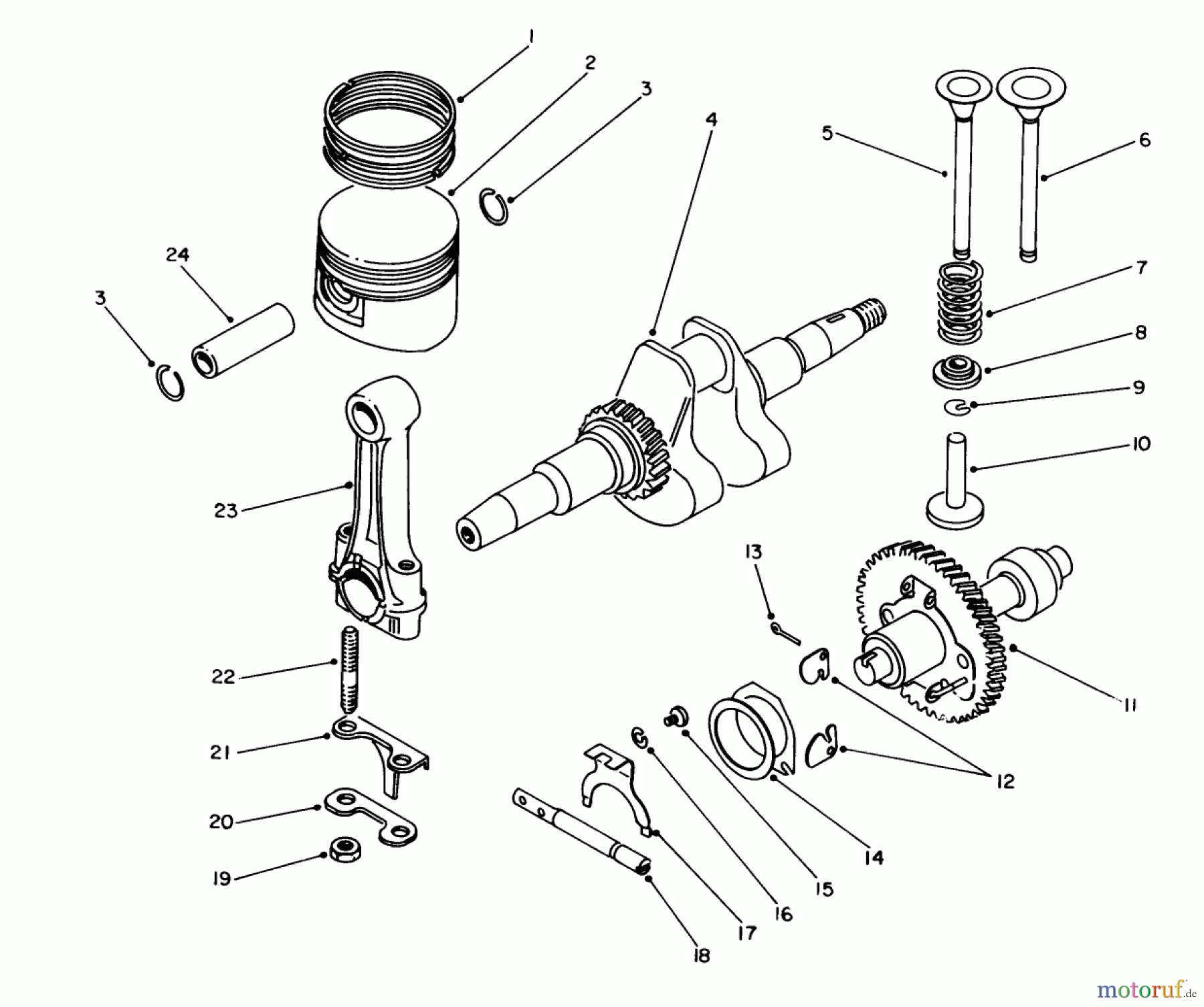  Toro Neu Generators 62018 (T1800) - Toro Generator, T1800, 1988 (8000001-8999999) CRANKSHAFT & CAM SHAFT ASSEMBLY