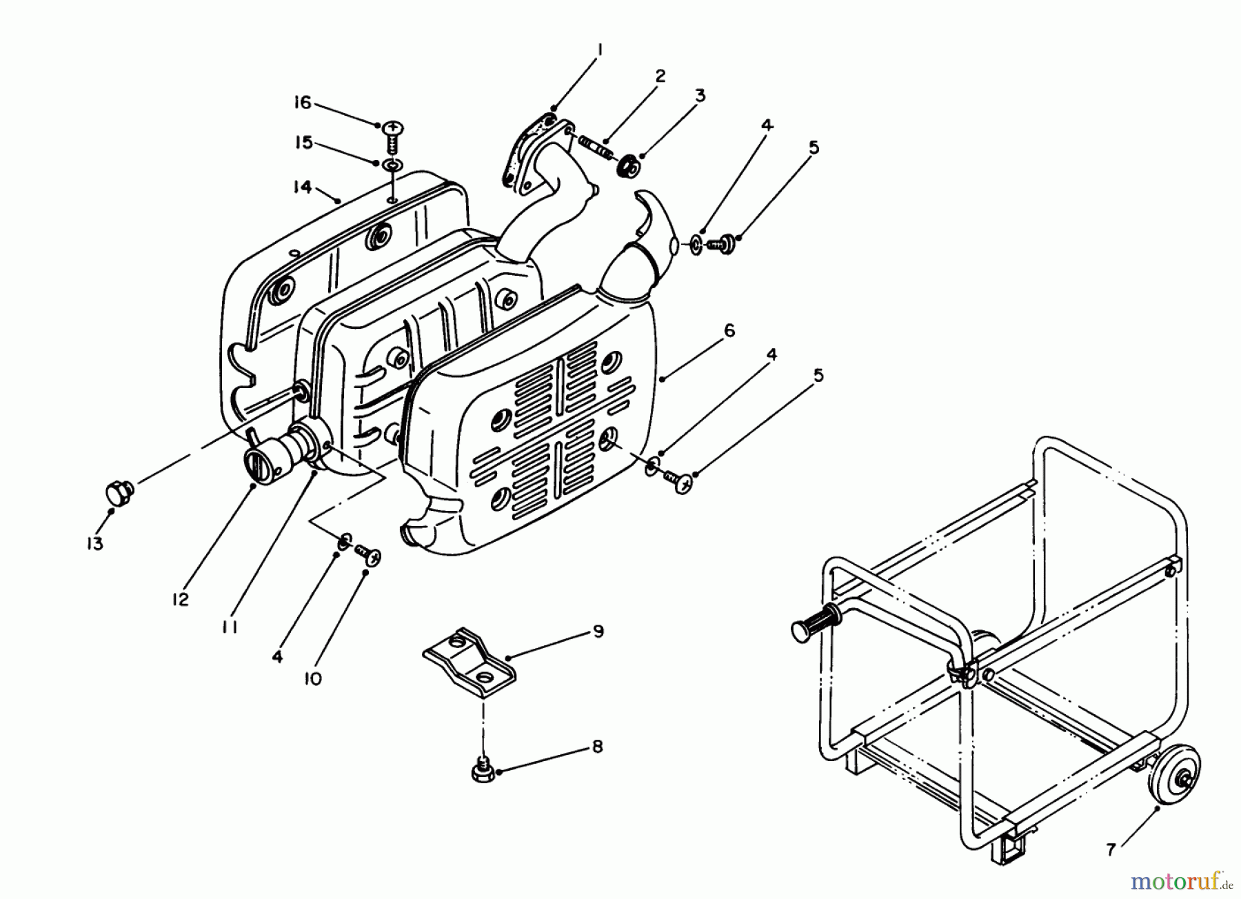 Toro Neu Generators 62018 (T1800) - Toro Generator, T1800, 1988 (8000001-8999999) MUFFLER ASSEMBLY