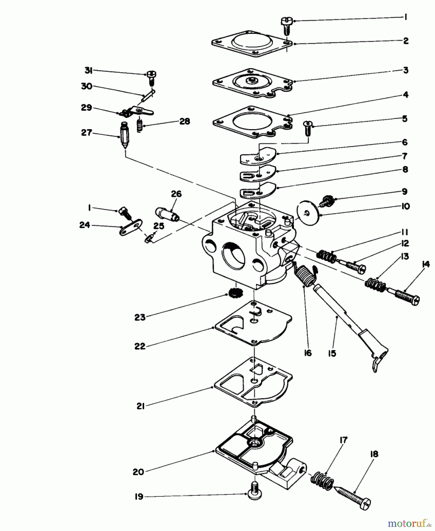  Toro Neu Trimmers, String/Brush 51604 (TC 400) - Toro TC 400 Gas Trimmer, 1983 (3000001-3999999) CARBURETOR ASSEMBLY NO. 45-2870