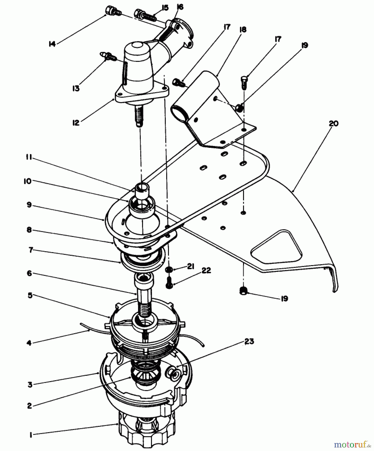 Toro Neu Trimmers, String/Brush 51643 (TC 3000) - Toro TC 3000 Gas Trimmer, 1986 (6000001-6999999) TRIMMER HEAD & GEAR BOX ASSEMBLY