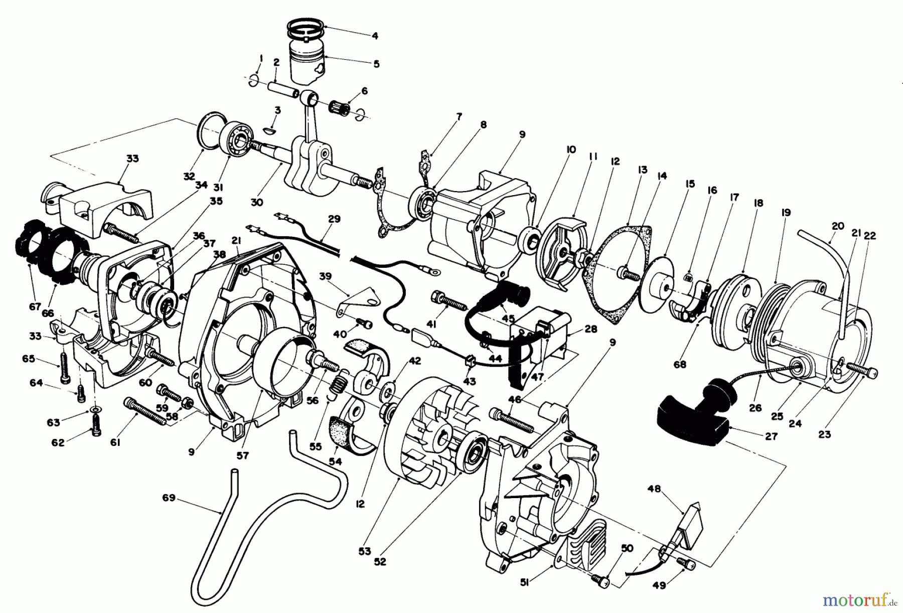  Toro Neu Trimmers, String/Brush 51644 (TC 4000) - Toro TC 4000 Gas Trimmer, 1985 (5000001-5999999) ENGINE ASSEMBLY