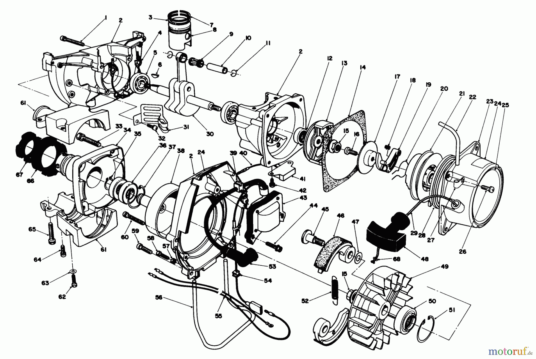  Toro Neu Trimmers, String/Brush 51645 (TC 5000) - Toro TC 5000 Gas Trimmer, 1985 (5000001-5999999) ENGINE ASSEMBLY