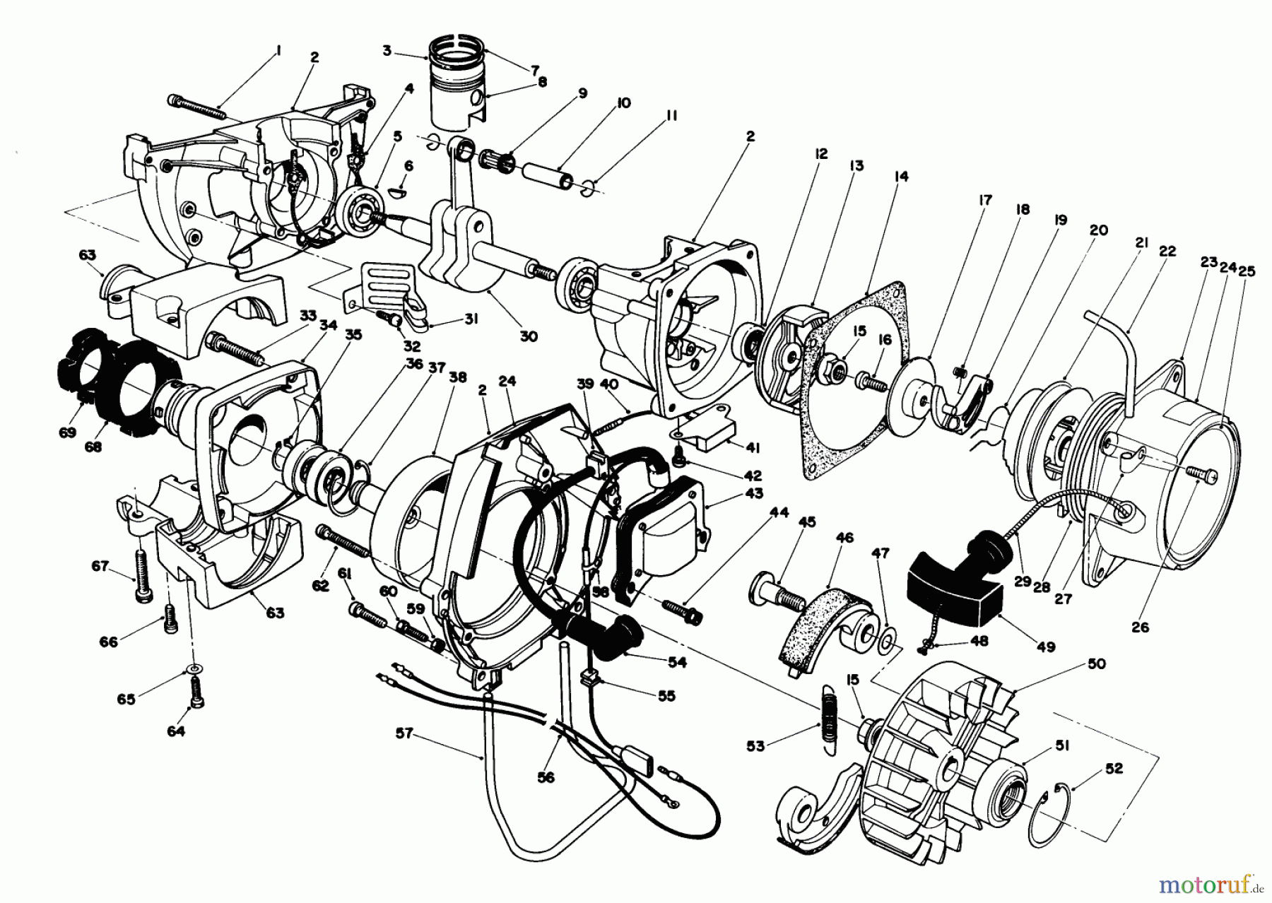  Toro Neu Trimmers, String/Brush 51645 (TC 5000) - Toro TC 5000 Gas Trimmer, 1986 (6000001-6999999) ENGINE ASSEMBLY