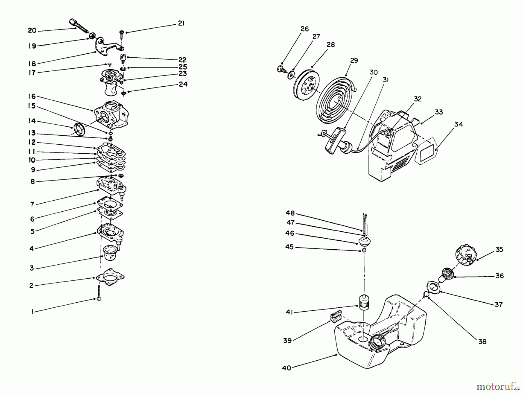  Toro Neu Trimmers, String/Brush 51652 (TC 3105) - Toro TC 3105 Gas Trimmer, 1992 (2000001-2999999) ENGINE ASSEMBLY #3