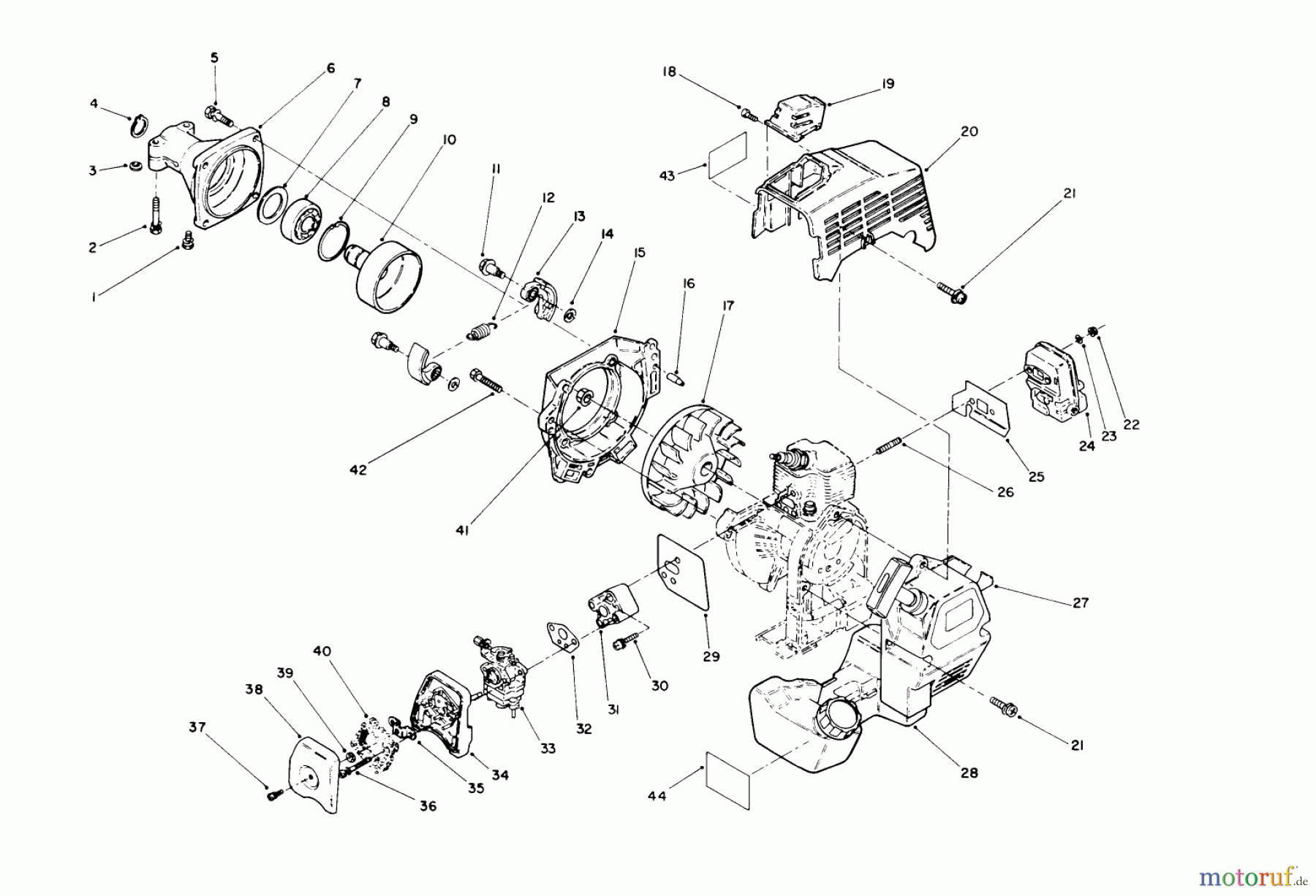  Toro Neu Trimmers, String/Brush 51655 (TC 3110) - Toro TC 3110 Gas Trimmer, 1990 (0000001-0999999) ENGINE ASSEMBLY #1