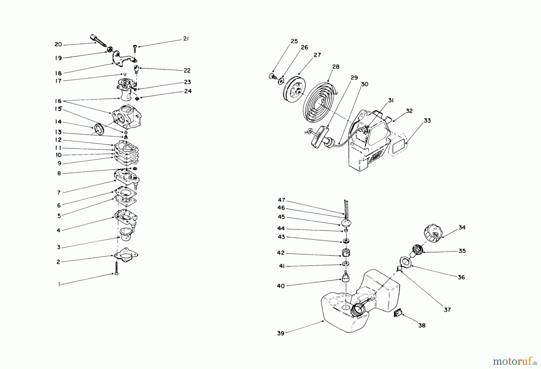  Toro Neu Trimmers, String/Brush 51655 (TC 3110) - Toro TC 3110 Gas Trimmer, 1990 (0000001-0999999) ENGINE ASSEMBLY #3