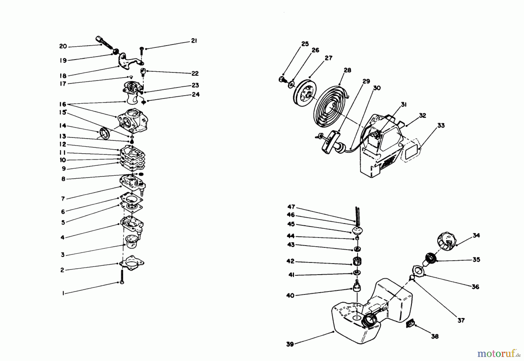  Toro Neu Trimmers, String/Brush 51665 (TC 3510) - Toro TC 3510 Gas Trimmer, 1990 (0000001-0999999) ENGINE ASSEMBLY #3