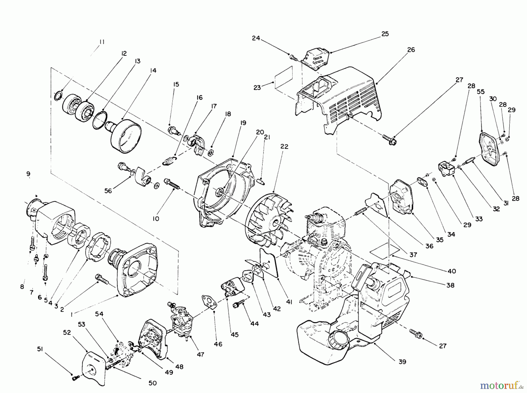  Toro Neu Trimmers, String/Brush 51675 (TC 5010) - Toro TC 5010 Gas Trimmer, 1992 (2000001-2999999) ENGINE ASSEMBLY #1