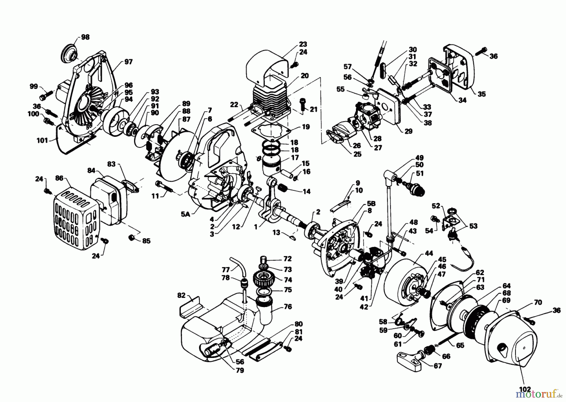  Toro Neu Trimmers, String/Brush 51700 - Toro 21cc Gas Trimmer, 1978 (8000001-8999999) ENGINE ASSEMBLY