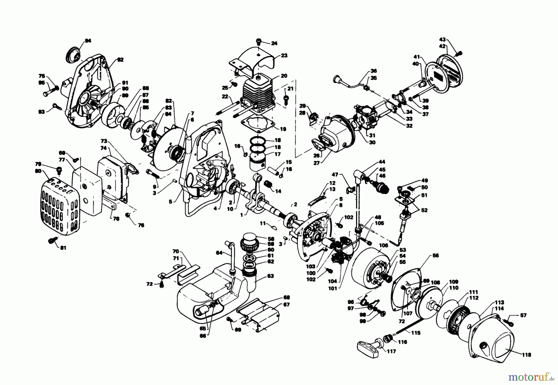  Toro Neu Trimmers, String/Brush 51700 - Toro 21cc Gas Trimmer, 1979 (9000001-9999999) ENGINE ASSEMBLY