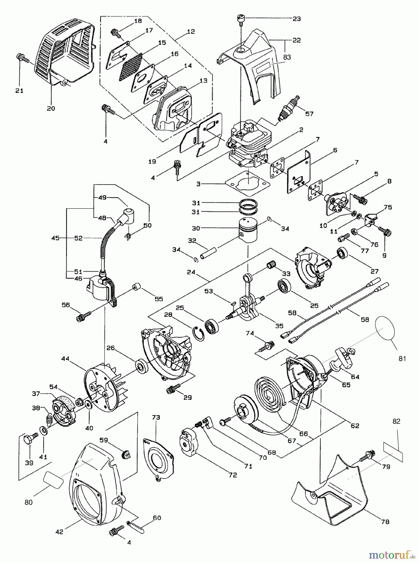  Toro Neu Trimmers, String/Brush 53010 - Toro Gas Trimmer, Straight Shaft (53013), 1998 (89000001-895000) ENGINE ASSEMBLY