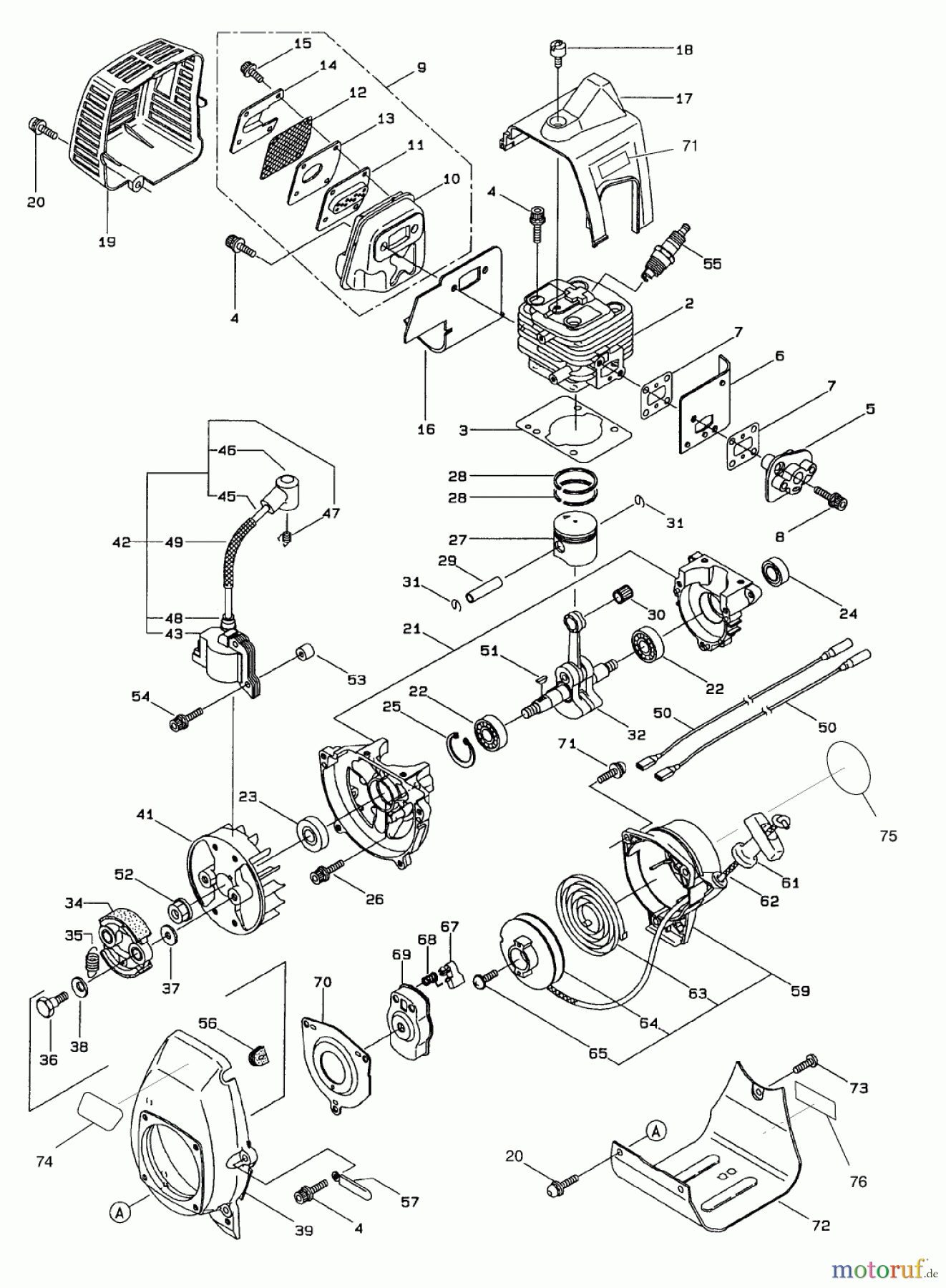  Toro Neu Trimmers, String/Brush 53011 - Toro Gas Trimmer, Straight Shaft (53005), 1998 (890001-895000) ENGINE ASSEMBLY