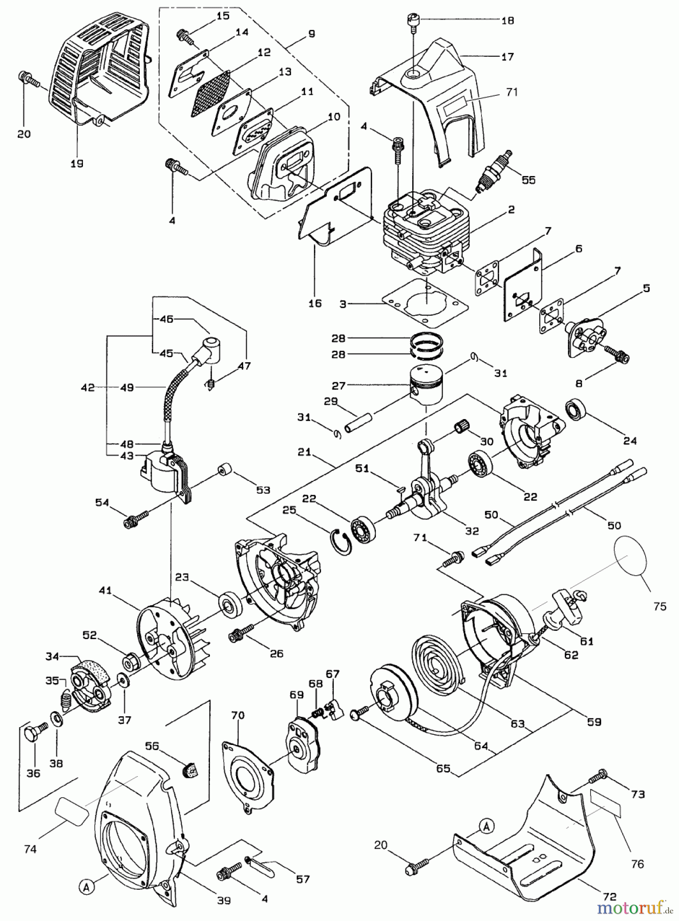  Toro Neu Trimmers, String/Brush 53011 - Toro Gas Trimmer, Straight Shaft (53005), 1998 (895001-899999) ENGINE ASSEMBLY