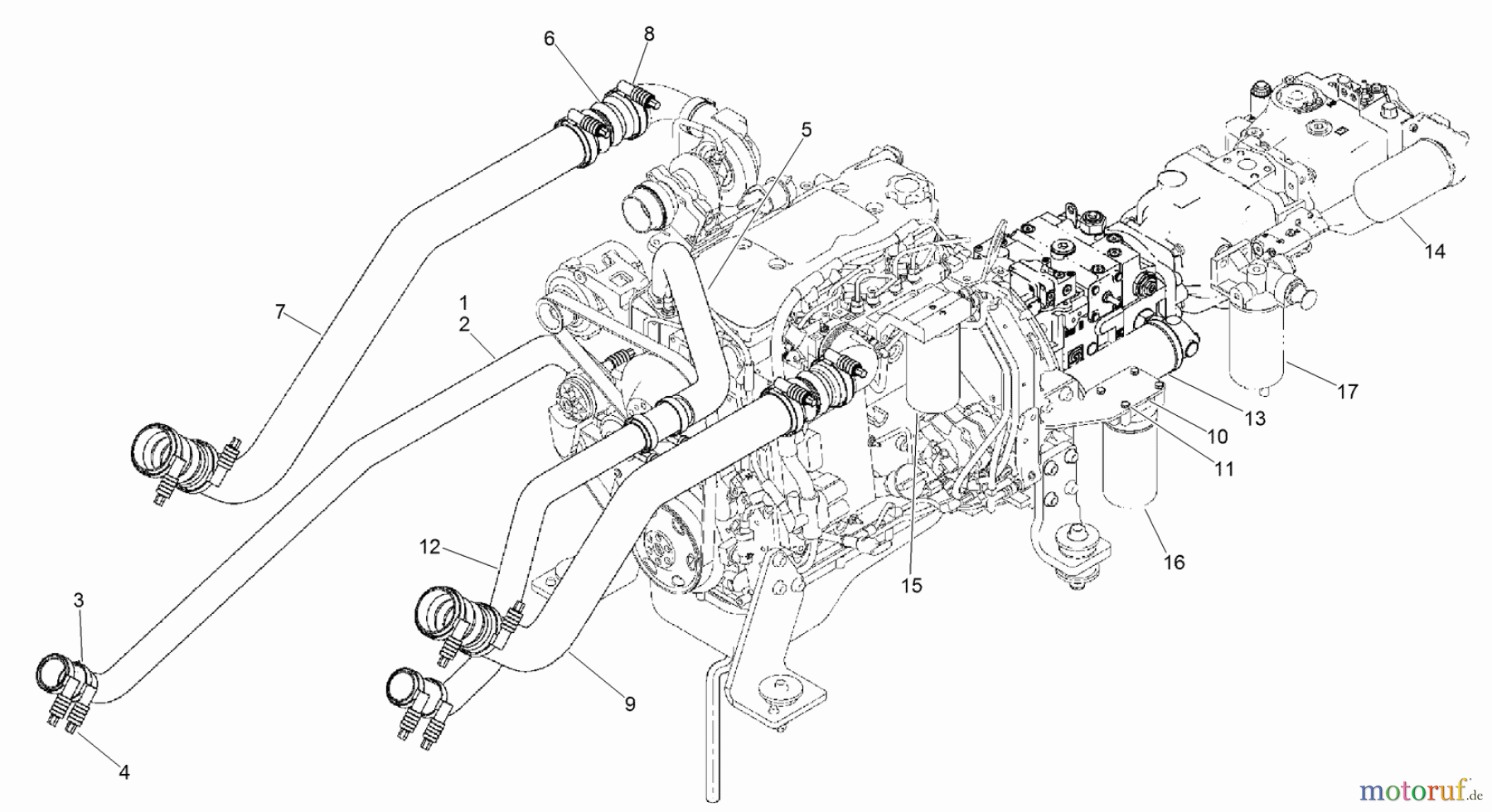  Zubehör DD4045 - Toro EarthPro Directional Drill (2009) RADIATOR CONNECTION ASSEMBLY