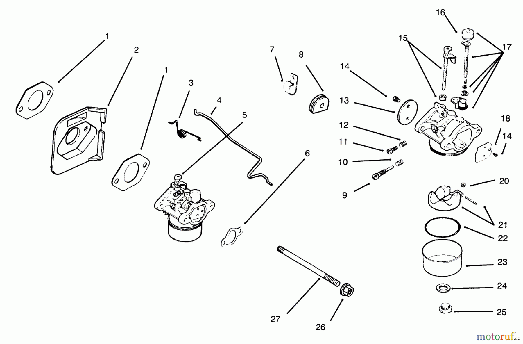  Rasenmäher Antrieb 30186 - Toro Mid-Size ProLine Traction Unit, Hydro Drive, 14 hp (SN: 790001 - 799999) (1997) CARBURETOR