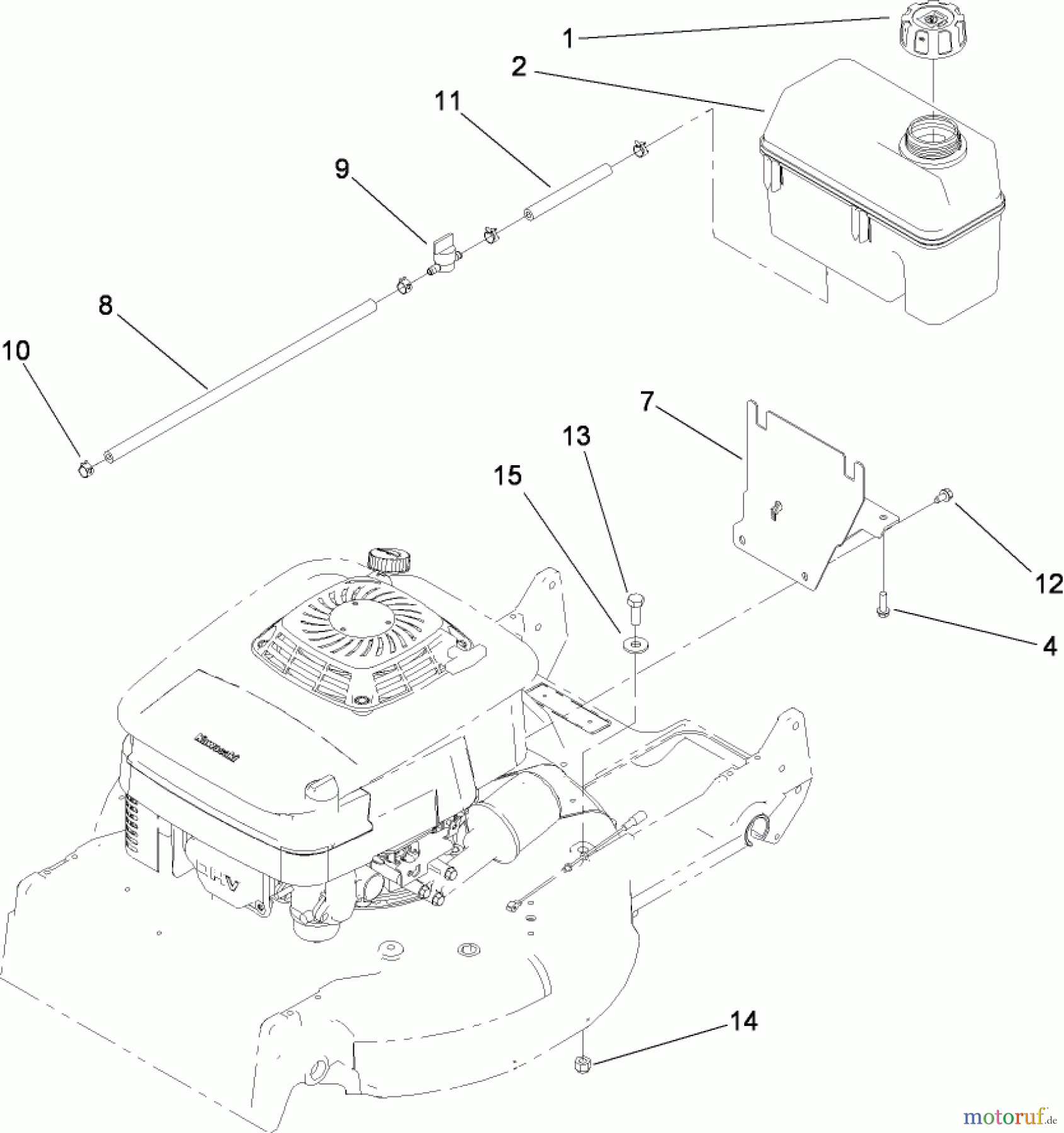 Rasenmäher 22177TE - Toro 53cm Heavy-Duty Recycler Mower (SN: 290000001 - 290999999) (2009) FUEL TANK ASSEMBLY