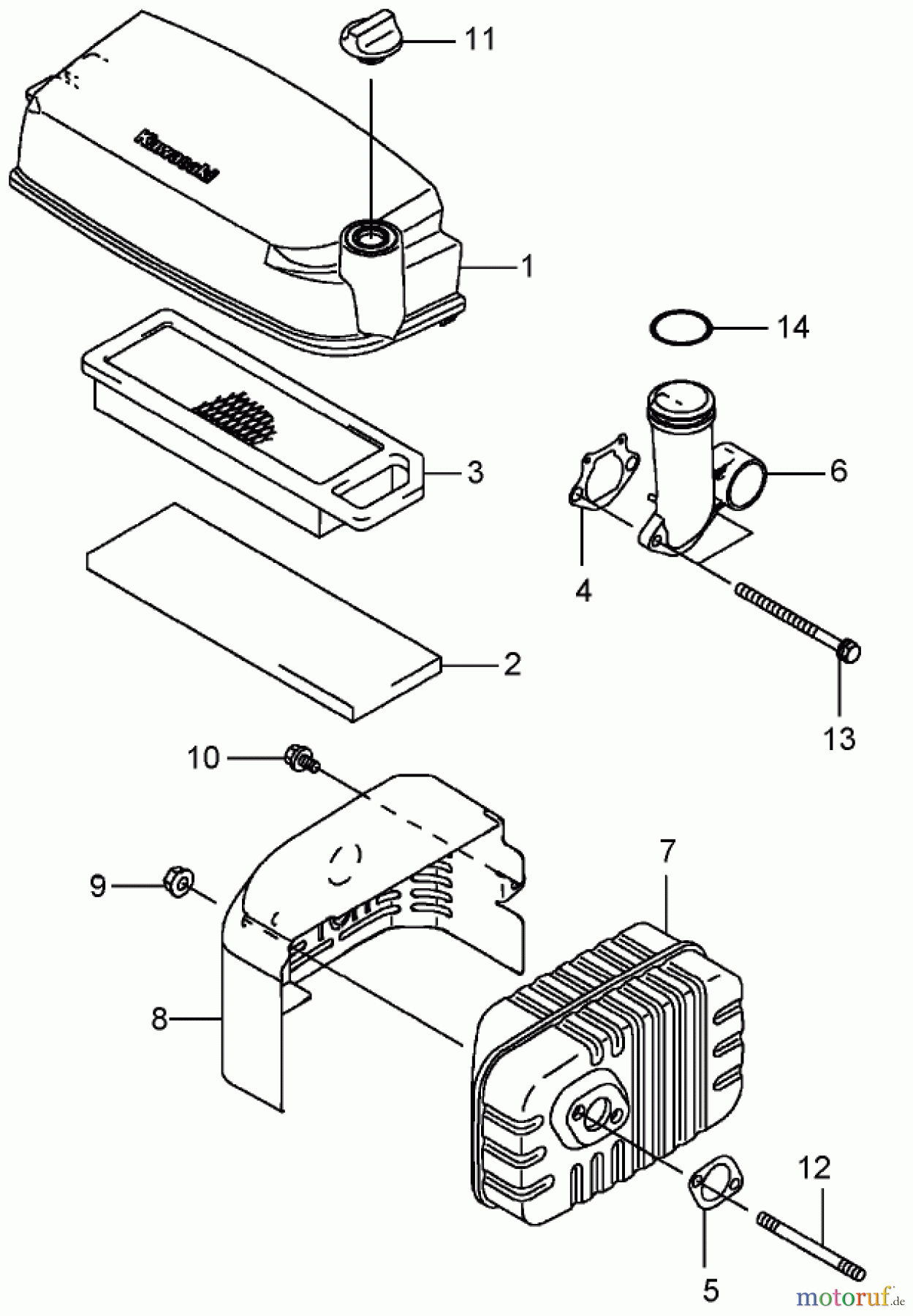 Rasenmäher 22179TE - Toro 53cm Heavy-Duty Rear Bagger Mower (SN: 270004001 - 270999999) (2007) AIR FILTER AND MUFFLER ASSEMBLY