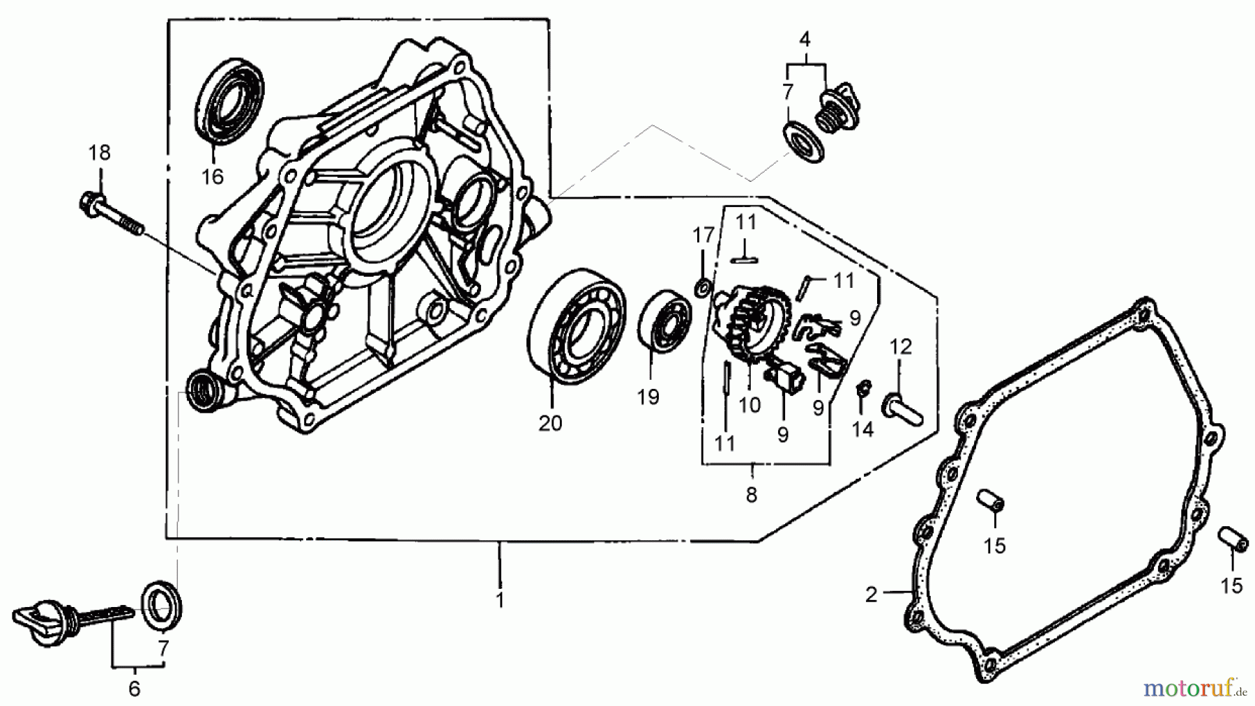  Compact Utility Loaders 22308 - Toro Dingo TX 413 Compact Utility Loader (SN: 240000201 - 240999999) (2004) CRANKCASE COVER ASSEMBLY HONDA GX390K1QNE2