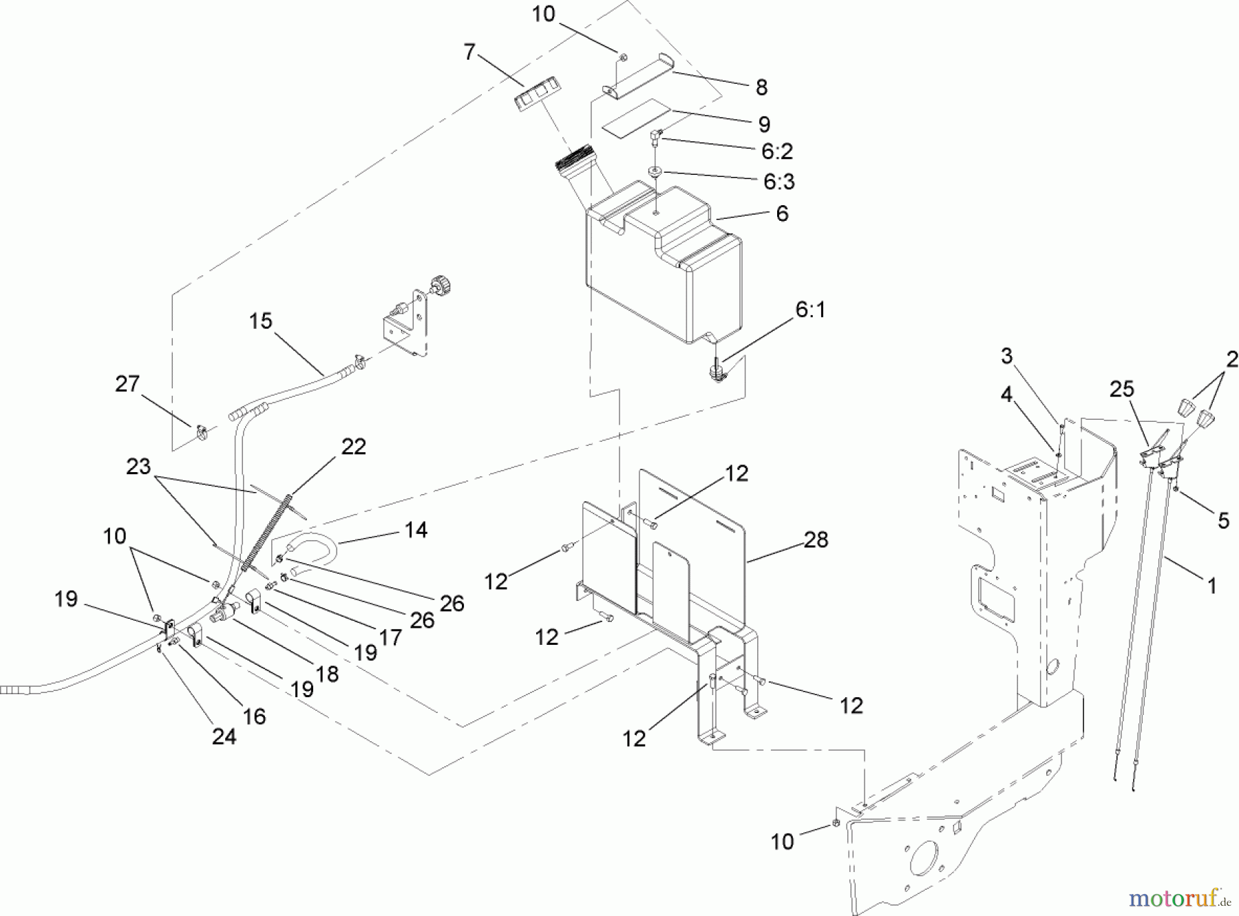  Compact Utility Loaders 22308 - Toro Dingo TX 413 Compact Utility Loader (SN: 250000001 - 250999999) (2005) FUEL TANK ASSEMBLY