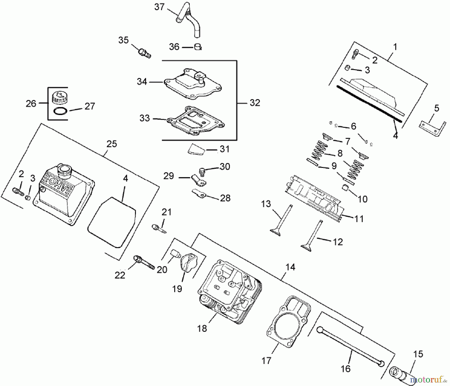  Compact Utility Loaders 22312 - Toro Dingo 323 Compact Utility Loader (SN: 240000001 - 240000200) (2004) HEAD/VALVE/BREATHER ASSEMBLY KOHLER CH23S-76549
