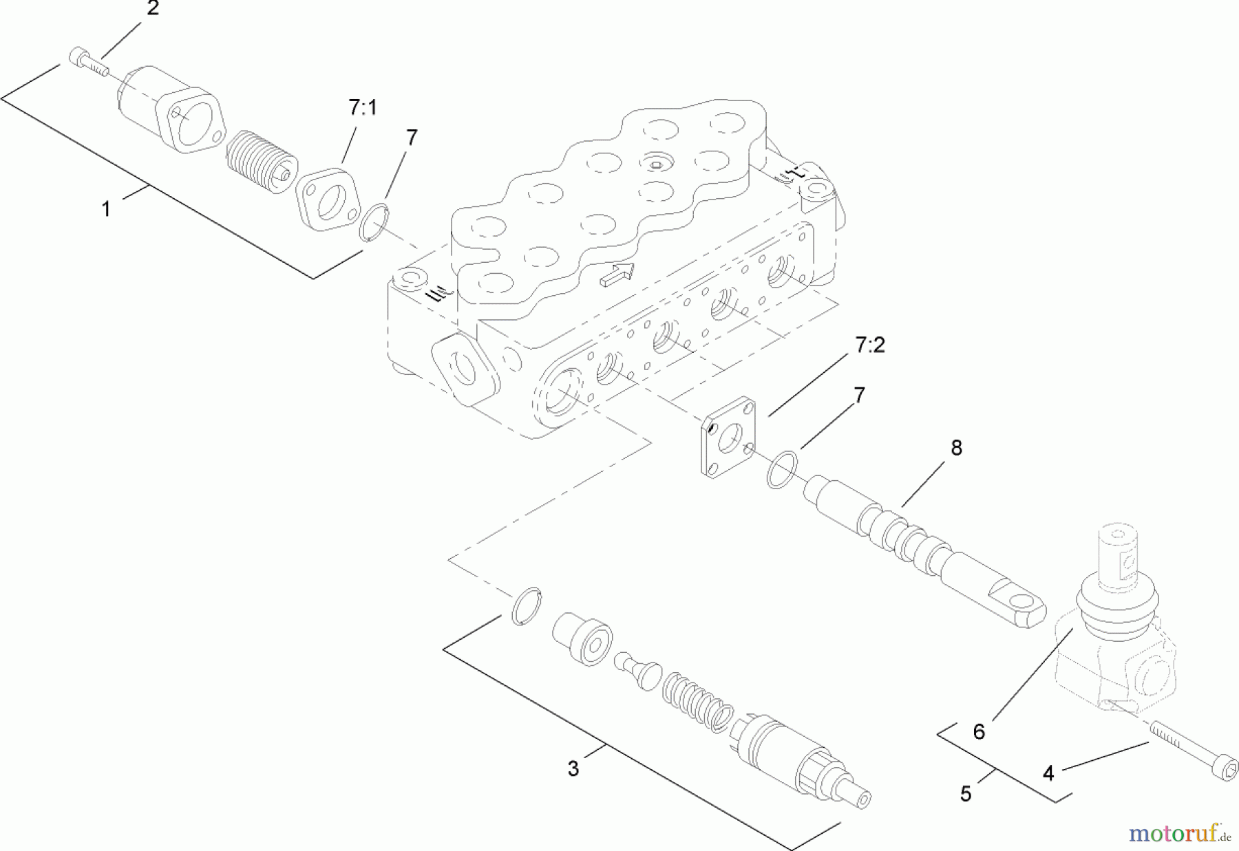 Compact Utility Loaders 22317 - Toro Dingo 220 Compact Utility Loader (SN: 270000001 - 270999999) (2007) HYDRAULIC VALVE ASSEMBLY NO. 105-6246