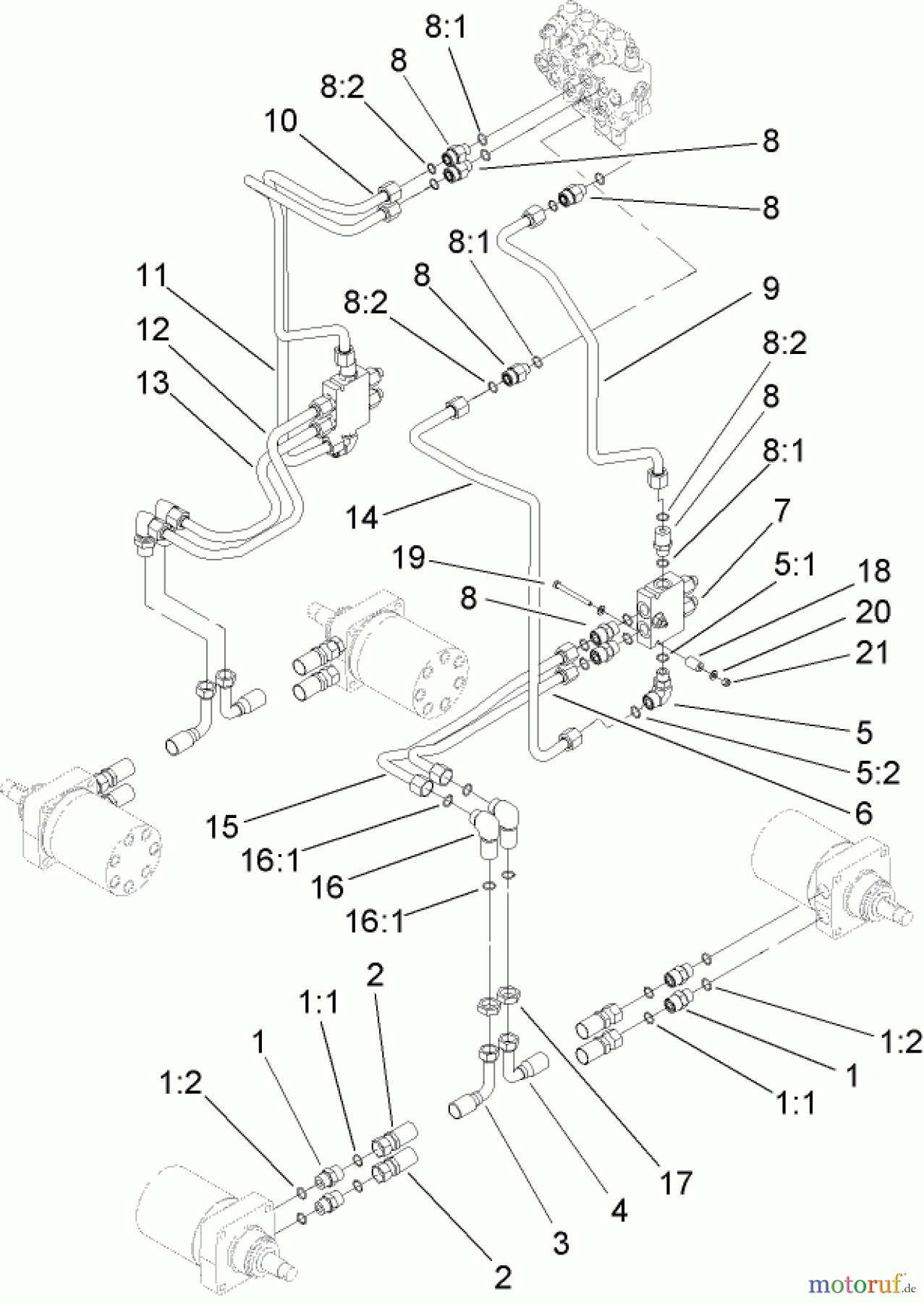  Compact Utility Loaders 22318 - Toro Dingo 323 Compact Utility Loader (SN: 250000301 - 250999999) (2005) HYDRAULIC MOTOR ASSEMBLY