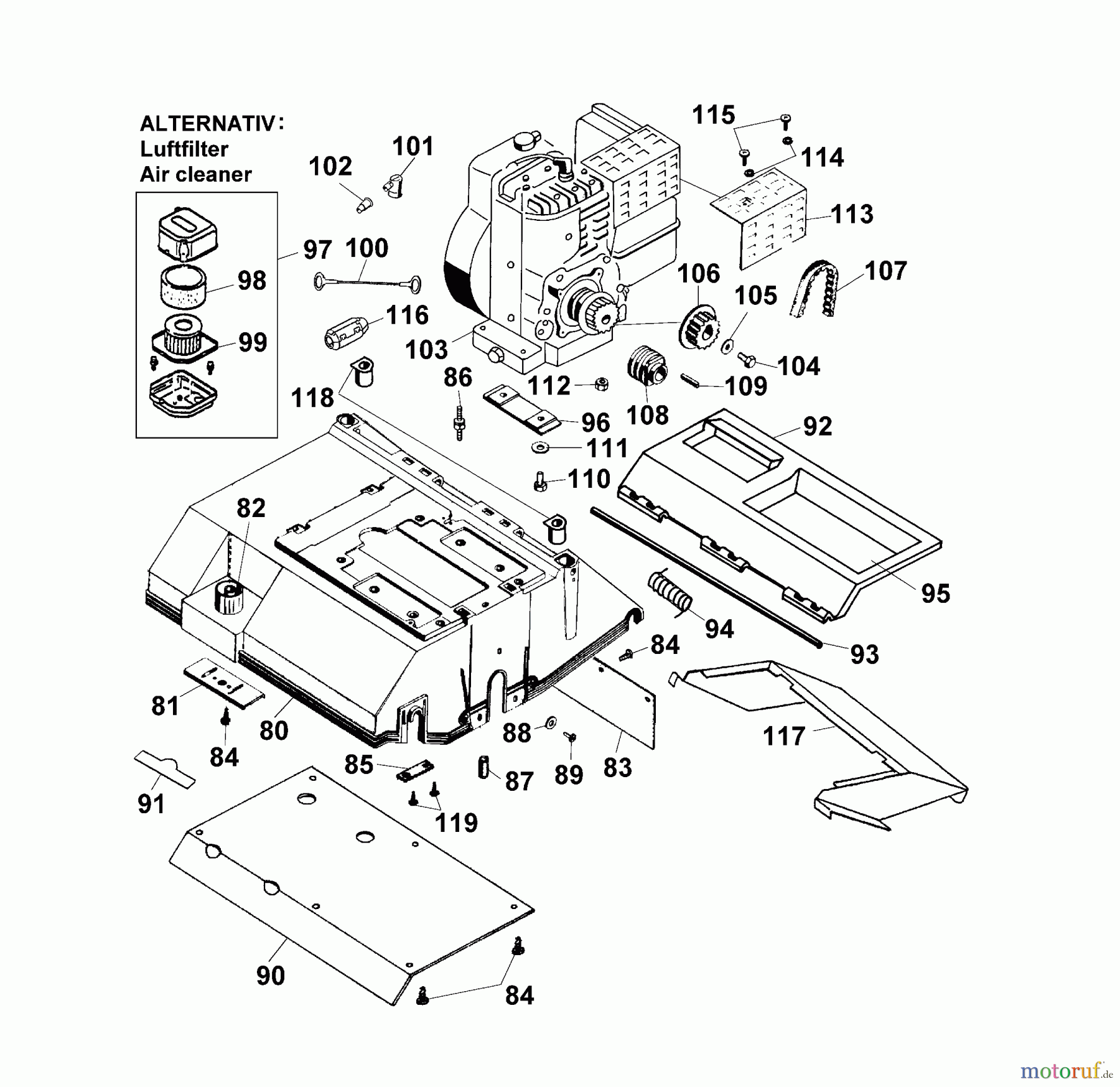  Wolf-Garten Petrol verticutter UV 32 B 3586080 Series C  (2003) Verticutter housing