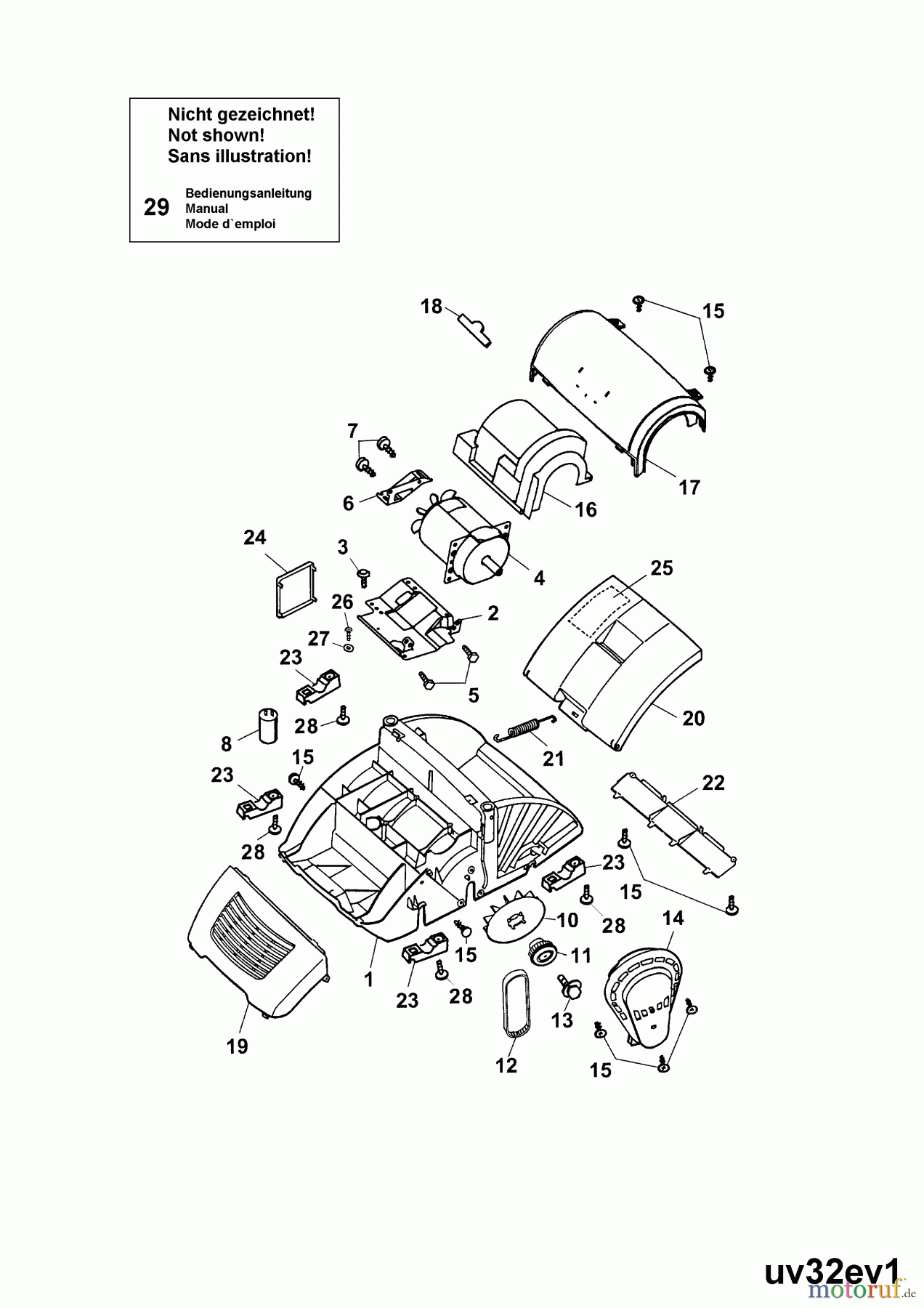  Wolf-Garten Electric verticutter UV 32 EV 3632683 Series A  (2003) Electric motor, Belt
