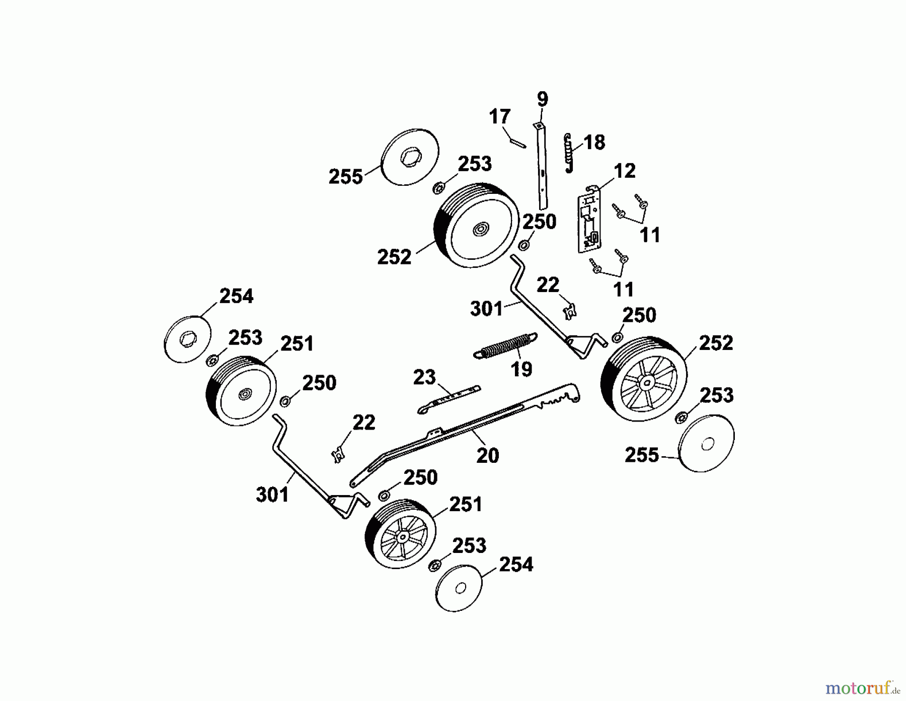  Wolf-Garten Electric mower WGI 40 E 4028007 Series A  (2002) Wheels, Cutting hight adjustment